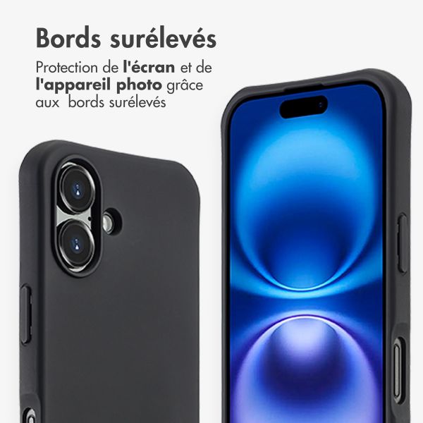 imoshion Coque arrière Color avec cordon amovible et MagSafe Apple iPhone 16 - Noir