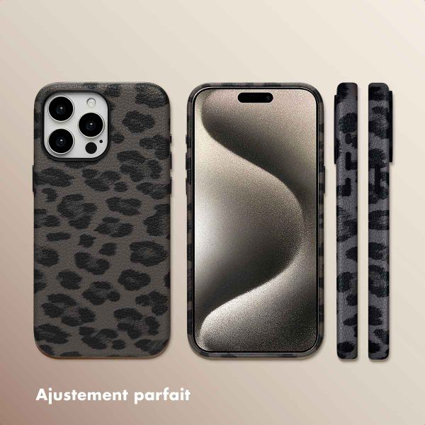 Selencia Coque Sabi imprimé panthère avec MagSafe Apple iPhone 15 Pro Max - Midnight Black