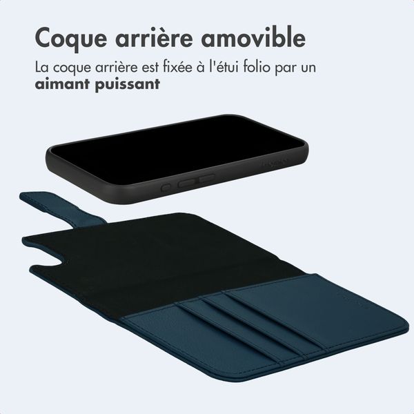 imoshion Étui portefeuille luxe 2-en-1 amovible Apple iPhone 17e / 16e - Bleu