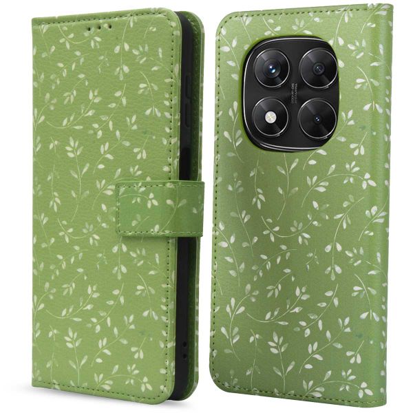 imoshion Étui de téléphone portefeuille Design Xiaomi Redmi Note 14 Pro (5G) - Green Flowers