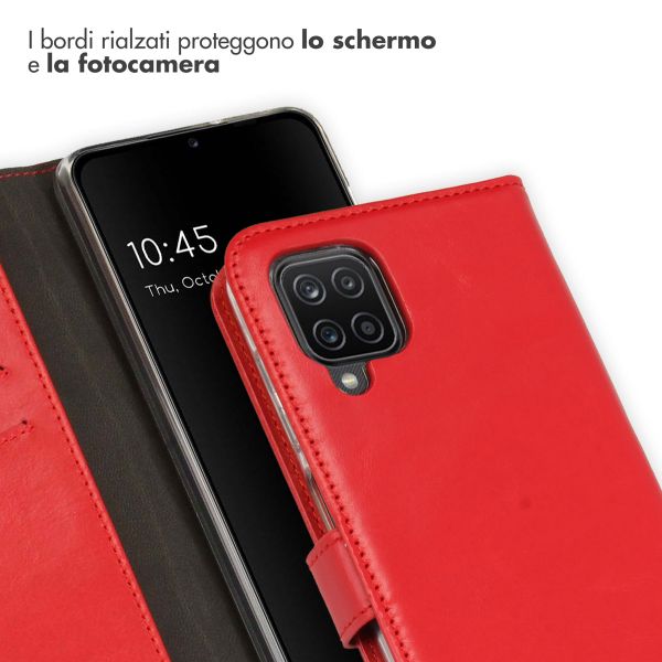 Selencia Étui portefeuille en cuir véritable Samsung Galaxy A12 - Rouge