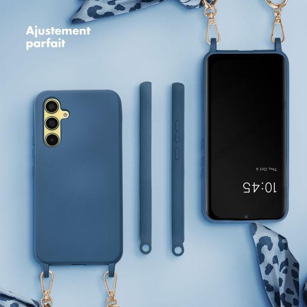 Selencia Coque avec dragonne de luxe Samsung Galaxy A54 (5G) - Bleu