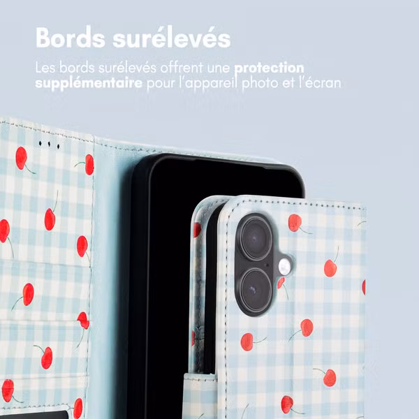 imoshion Étui de télephone portefeuille Design Apple iPhone 16 - Cherry Check