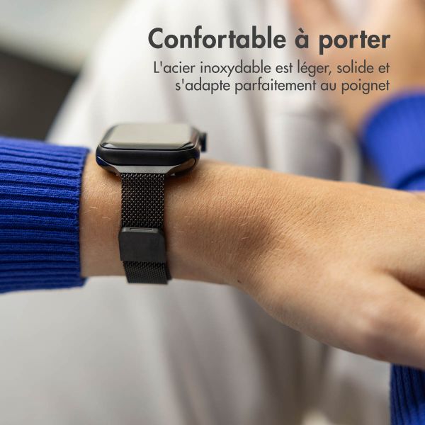 imoshion Bracelet slim Milanese Apple Watch Series 1 t/m 9 / SE (38/40/41 mm) | Series 10 / 11 (42 mm) - Noir