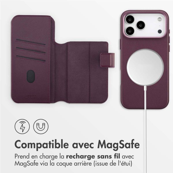 Accezz Étui de téléphone portefeuille en cuir 2-en-1 avec MagSafe Apple iPhone 17 Pro Max - Heath Purple