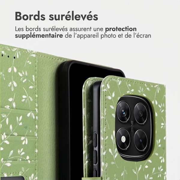 imoshion Étui de télephone portefeuille Design Xiaomi Redmi Note 14 Pro Plus (5G) - Green Flowers