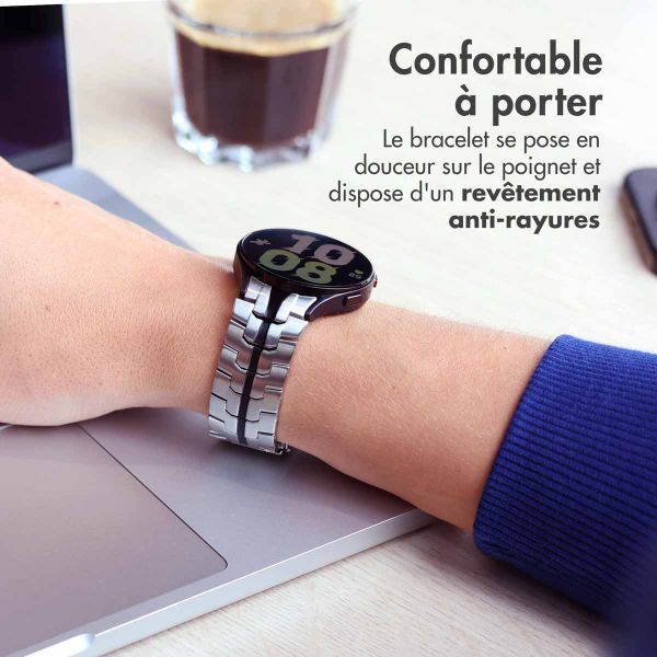 Accezz Bracelet Steel Samsung Galaxy Watch 4 / 5 / 6 / 7 (20 mm) - Argent / Noir