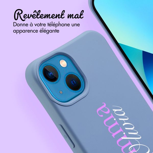 Coque de couleur personnalisée MagSafe avec cordon amovible  et nom iPhone 13 - Ash Blue