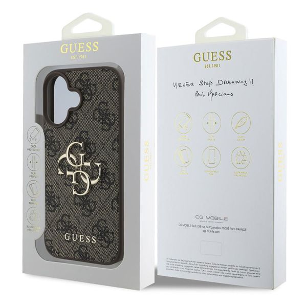 Guess Coque 4G Metal Logo Backcover Apple iPhone 16 - Marron