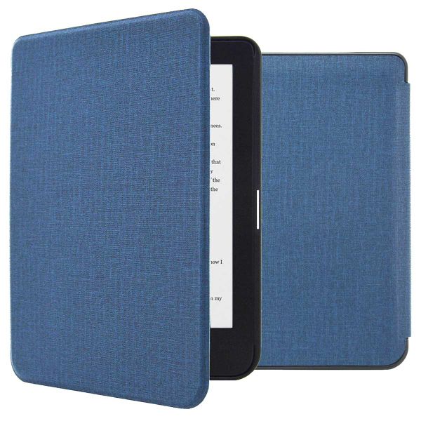 imoshion Étui de liseuse portefeuille Canvas Sleepcover Kobo Clara HD - Bleu foncé