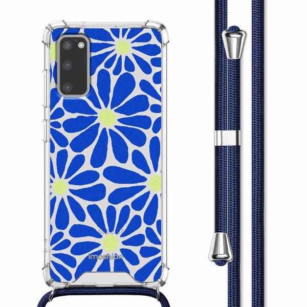 imoshion Coque Design avec cordon Samsung Galaxy S20 - Cobalt Blue Flowers Connect