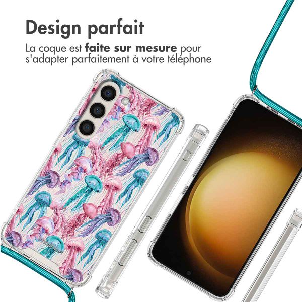 imoshion Coque Design avec cordon Samsung Galaxy S23 Plus - Jellyfish Watercolor