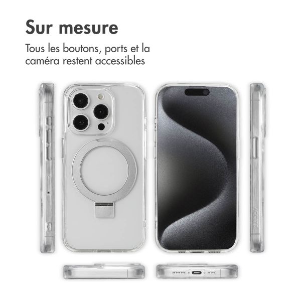 Accezz Coque Ring Stand avec MagSafe Apple iPhone 15 Pro - Transparent
