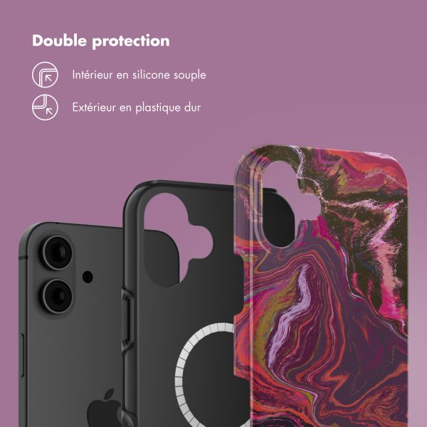 Selencia Coque arrière Vivid Tough avec MagSafe iPhone 16 - Marble Purple