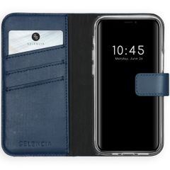 Selencia Étui portefeuille en cuir véritable Apple iPhone 12 Mini - Bleu