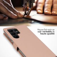 Selencia Étui portefeuille en cuir véritable Samsung Galaxy S23 Ultra - Dusty Pink