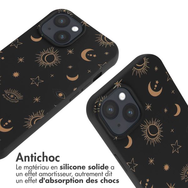 imoshion Coque design en silicone avec cordon Apple iPhone 15 - Sky Black