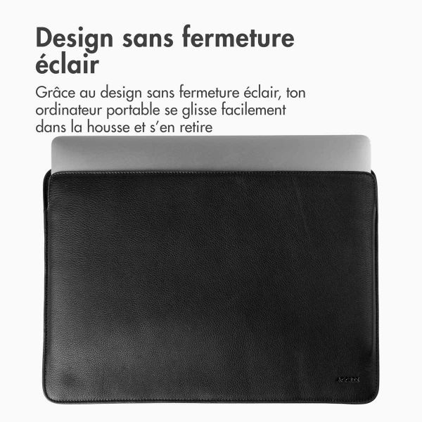 Accezz Leather Pochette ordinateur MacBook 15 pouces - Noir