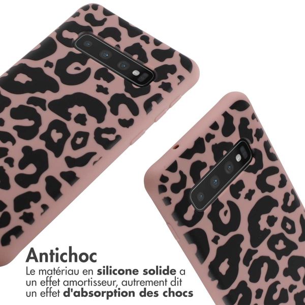 imoshion Coque design en silicone avec cordon Samsung Galaxy S10 - Animal Pink