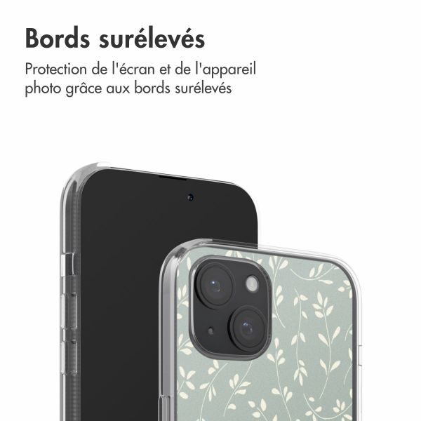 imoshion Coque design pour iPhone 15 - Smoke Green Flowers