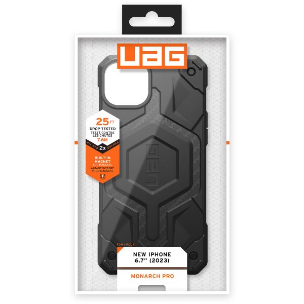 UAG Coque arrière Monarch Pro Apple iPhone 15 Plus - Carbon Fiber