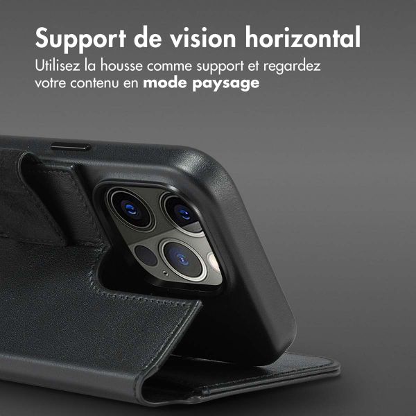 Accezz Étui de téléphone portefeuille en cuir 2-en-1 avec MagSafe Apple iPhone 14 Pro - Onyx Black