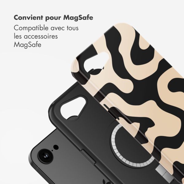 Selencia Coque arrière Vivid avec MagSafe Apple iPhone 16e - Art Wave Black