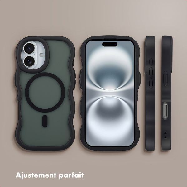 Selencia Coque arrière Wavy avec MagSafe Apple iPhone 16 - Noir