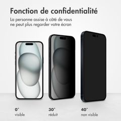 Accezz Protection d'écran en verre trempé Privacy Apple iPhone 14 Pro / 15 / 16