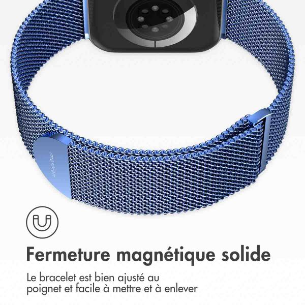imoshion Bracelet magnétique milanais Apple Watch Series 1 - 9 / SE (38/40/41 mm) | Series 10 / 11 (42 mm) - Taille M - Bleu