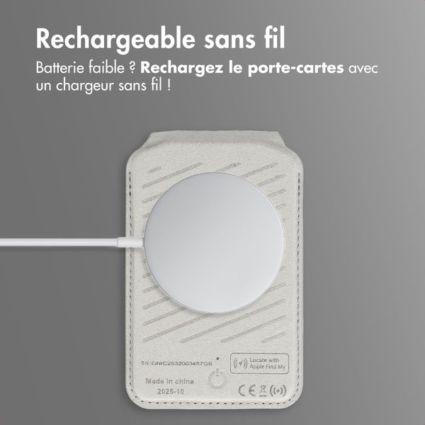 Accezz Portefeuille en cuir magnétique avec support - Compatible avec Apple Find My - Light Grey