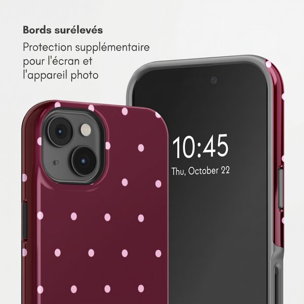 Selencia Coque arrière Vivid avec MagSafe Apple iPhone 14 - Happy Dots Burgundy