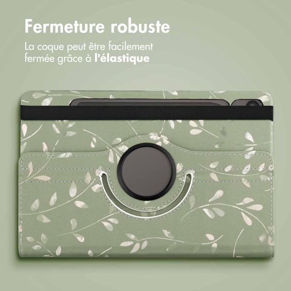 imoshion Coque tablette Design rotatif à 360° Samsung Galaxy Tab S9 FE - Green Flowers