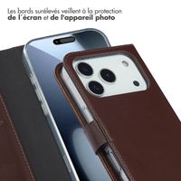 Selencia Étui portefeuille en cuir véritable Apple iPhone 17 Pro - Marron