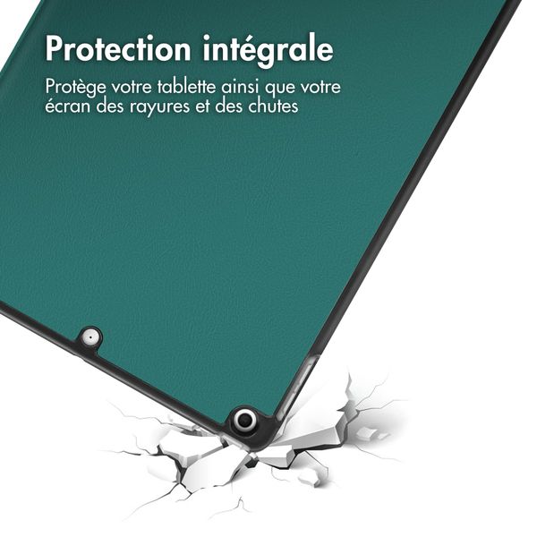 imoshion Coque tablette Design Trifold Apple iPad 9 (2021) 10.2 pouces / iPad 8 (2020) 10.2 pouces / iPad 7 (2019) 10.2 pouces - Petrol Green Dandelion