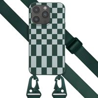 Selencia Coque design en silicone avec cordon amovible Apple iPhone 14 Pro - Irregular Check Green
