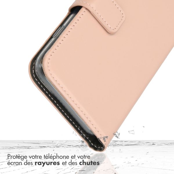 Selencia Étui de téléphone portefeuille en cuir véritable iPhone 14 - Dusty Pink