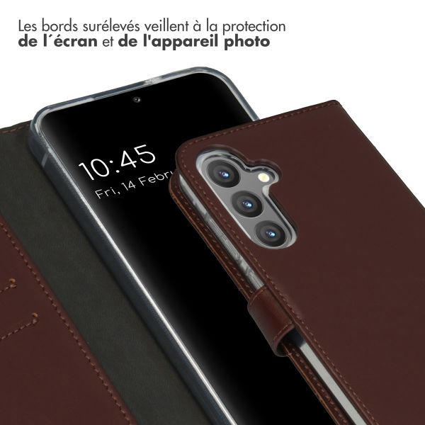 Selencia Étui portefeuille en cuir véritable Samsung Galaxy S24 Plus - Marron foncé