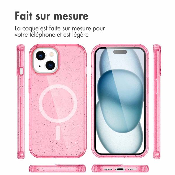 imoshion Coque Pailletée avec MagSafe Apple iPhone 15 - Paillettes Rose