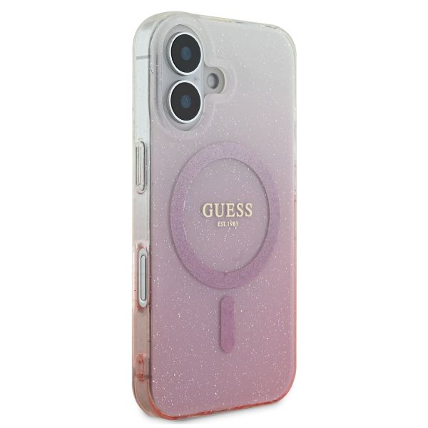 Guess Coque MagSafe IML Glitter Gradient Apple iPhone 16 - Pink