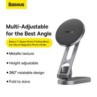 Baseus Support de téléphone magnétique T-Space Series pour voiture – Tableau de bord et console centrale – MagSafe – Frost Silver
