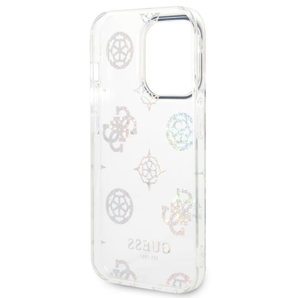 Guess Coque Peony Glitter iPhone 14 Pro - Blanc