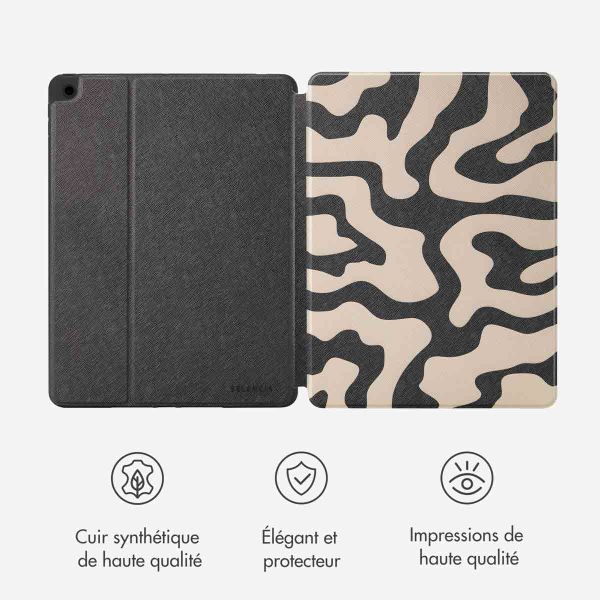 Selencia Coque tablette Vivid iPad 7 (2019) / iPad 8 (2020) / iPad 9 (2021) 10.2 pouces - Art Wave Black