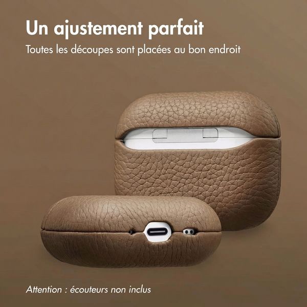 Accezz Coque en cuir véritable  Apple Airpods Pro 3 - Taupe