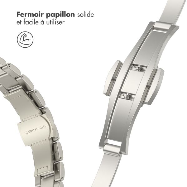 Selencia Bracelet à maillons fin en acier Apple Watch Series 1 t/m 9 / SE (38/40/41 mm) | Series 10 / 11 (42 mm) - Lumière stellaire