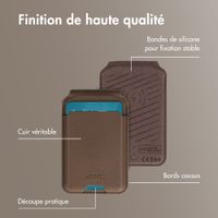Accezz Portefeuille en cuir magnétique avec support - Compatible avec Apple Find My - Coffee Brown