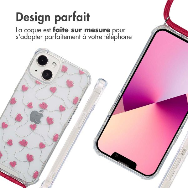 imoshion Coque Design avec cordon Apple iPhone 13 - Dusty Rose Connected Hearts