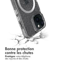 imoshion Coque arrière transparente Pailletée avec MagSafe Apple iPhone 15 - Argent