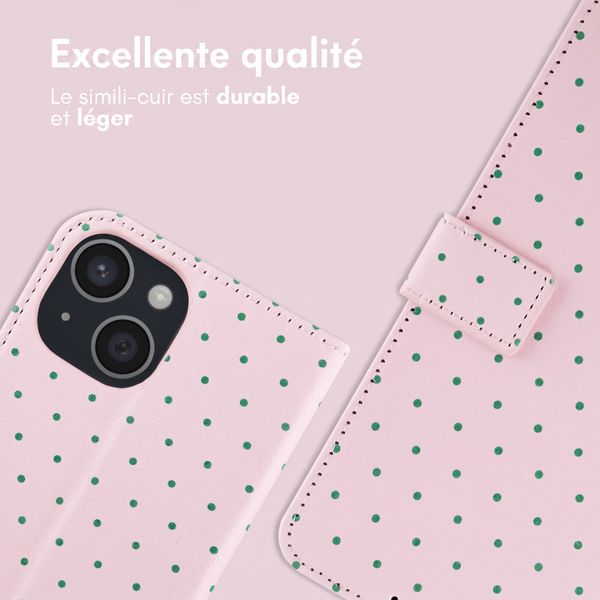 imoshion Étui de télephone portefeuille Design Apple iPhone 15 - Happy Dots