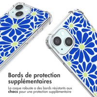 imoshion Coque Design avec cordon iPhone 15 - Cobalt Blue Flowers Connect